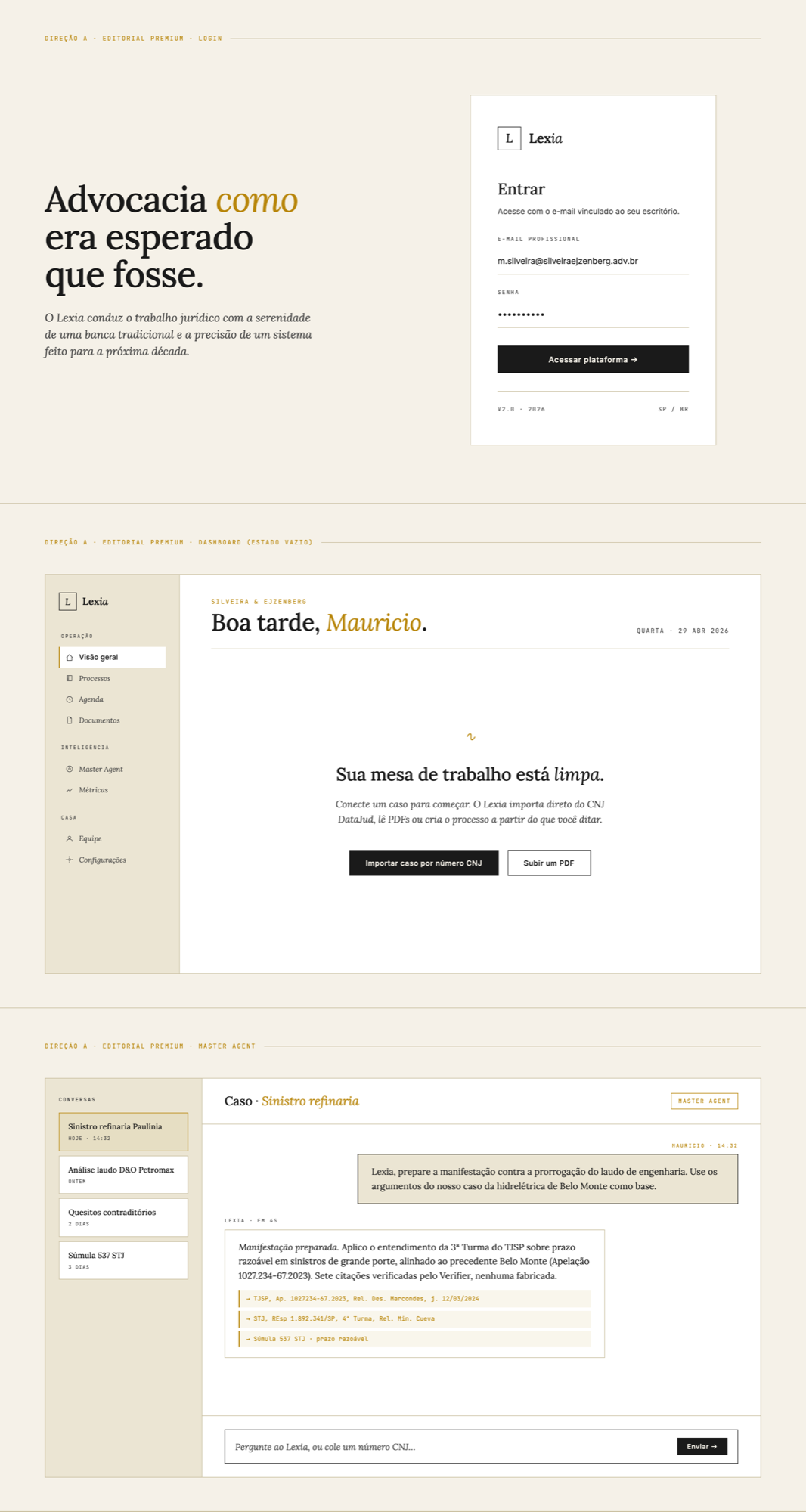 Direção A · Editorial Premium